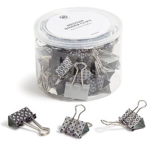 U Brands Fashion Binder Clips, Moroccan Monochrome with Silver Prongs, Office Organization Supplies, 32mm, 36 Count