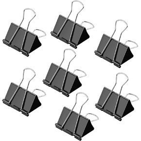 مشابك ورقية من Binder Clips مقاس 2.4 بوصة (8 عبوات)، ومشابك مكتب سوداء مع حاوية تخزين شفافة، ومشابك البلدغ، ومشابك الورق، واللوازم المكتبية
