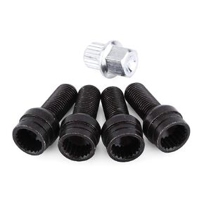 Keenso Locking Wheel Nut Set, 4Pcs M14*1.5MM Steel Wheel Bolt Lock Lug Nut Set with Key Replacement Accessories Black