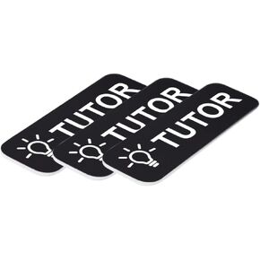 Tutor 1 x 3" Name Tag/Badge, Black, (3 Pack)