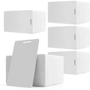 500 Portrait - Slot Punched Blank White Printable ID Cards - Made for Dye-Sublimation ID Card Printers - Highly Durable - CR80 Size (500 Portrait Slot)