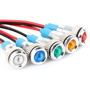 GASHER 5 PCS Energy Saving Indicator Light, LED Light 12V/24V/110V 20mA Panel Mount Light for Car Truck Boat Auto Part, Mounting Hole Size 6mm Yellow LED (12V)