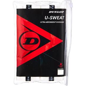 Dunlop Sports U-Sweat Tennis/Squash/Badminton/Padel OVERGRIP (3-Pack, 12-Pack, 30-Pack Roll) (Black & White Colors) (Super Absorbent, Moisture Wicking Construction, Comfortable, Cushioned Surface) in Saudi Arabia