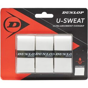 Dunlop Sports U-Sweat Tennis/Squash/Badminton/Padel OVERGRIP (3-Pack, 12-Pack, 30-Pack Roll) (Black & White Colors) (Super Absorbent, Moisture Wicking Construction, Comfortable, Cushioned Surface) in Kuwait