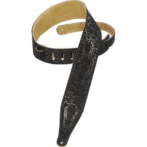 Levy's Leathers MS17T04-BLK 2.5" Hand-Brushed Suede Guitar Strap, Black