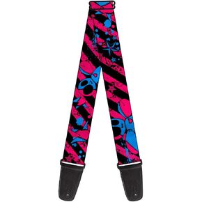 Buckle-Down Guitar Strap Voodoo Black Pink Blue 2 Inches Wide