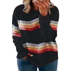 ROSRISS Plus-Size Sweatshirts for Women Long Sleeve Crewneck Tops Pullover Tunics