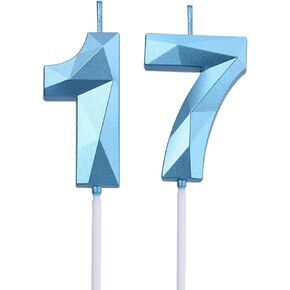2 inch Pink 17 & 71 Birthday Candles, 3D Diamond Number 17th & 71st Cake Topper for Boys Girls Birthday Party Decorations Theme Party