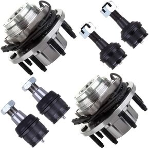 SCITOO 6pcs Wheel Hub Assembly Suspension Kit - Fit for Ford Excursion for Ford F-250 Super Duty for Ford F-350 Super Duty Lower & Upper Ball Joint Wheel Hub Bearing - 515020 4x4