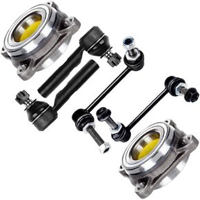 طقم تعليق تجميع محور العجلة الأمامية 6 قطع من SCITOO - مناسب لسيارة Toyota 4Runner لسيارة Toyota FJ Cruiser Front Sway Bar End Link Outer Tie Rod End Wheel Hub Bearing - 515040