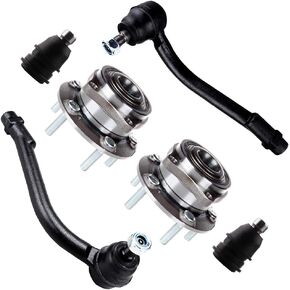 SCITOO 6pcs Front Wheel Hub Assembly Suspension Kit - Fit for Hyundai Santa Fe AWD Models for Kia Sorento AWD Models Outer Tie Rod End Lower Ball Joint Wheel Hub Bearing - 513266