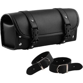 CYSKY Motorcycle Tool Bag, Universal PU Leather Motorcycle Fork Bag, Saddle Roll Bags, Handlebar Bag, Sissy Bar Storage Tool Pouch for Yamaha Honda Sportster Softail Dyna Kawasaki Suzuki Ducati KTM