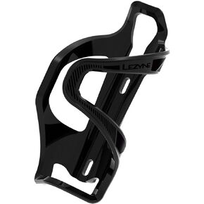Lezyne Flow SL Enhanced | Bike Water Bottle Cage, Composite, Left, Enhanced Black, 48g, Road, Mountain, Gravel Cycling Water Holder