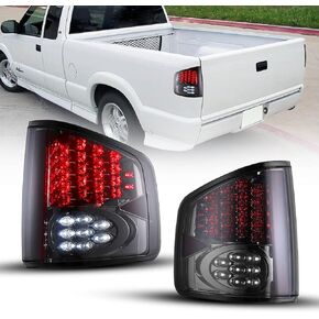 Nixon Offroad Tail Lights for Chevrolet Chevy S10 1994-2004 / GMC Sonoma 1994-2004 / Isuzu Hombre 1996-2000 Tail Lamps LED Rear Lights Car Rear Lamps Assembly Replacement (Chrome Housing/Smoke Lens)