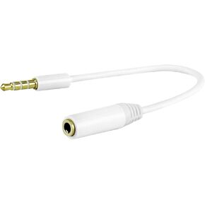 Cellet Gold Plated 3.5mm TRRS Male to Female Audio Adapter for Mobile Credit Card Reader, Square, Headphones, Audio Aux, 6 Inch (White)