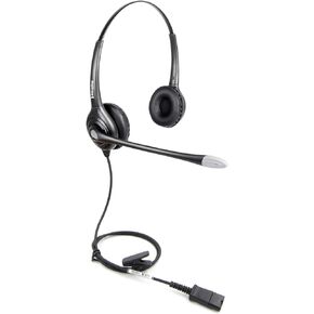 VoiceJoy Binaural Headset with Noise Cancelling Microphone with QD (Quick Disconnect),Compatible and Plantronics QD Quick Disconnect Connector