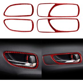 NVCNX Real Premium Carbon Fiber Car Door Inner Front Rear Window Lift Switch Panel Cover Sticker Decals Interior Trim for Lexus IS250 IS350 2006-2008 Accessories Red