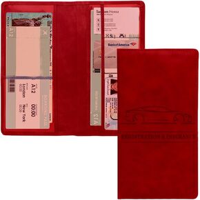 Car Registration and Insurance Holder, Insurance and Registration Holder, Premium Leather Car Document Holder for Driver License & Essential Documents, Universal Car Accessories Interior
