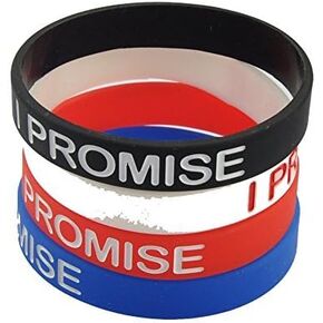 I Promise Silicone Sport Wristband Bracelet,4Pcs Assorted Color