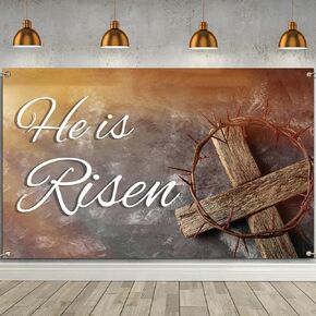 He is Risen Easter Photo Backdrop for Photography He is Risen Banner Religious Easter Resurrection Scene Deocrations and Supplies for Home Classroom Office