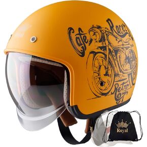 Royal M139 Open Face Motorcycle Helmet - Retro Motorcycle Helmets, Vintage & Classic Style, 3/4 Vespa Helmet, Scooter Helmet, Multi-Sport Impact Protection with Unique Design for Adult Women and Men
