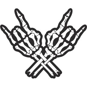 VulgrCo Skeleton Hands Rock On Horns Sign Black White Funny Sticker Vinyl Waterproof UV Resistant Decal For Phones Laptops Water Bottles Tumblers Boats Cars Trucks Windows Kayak 3" inch Bumper