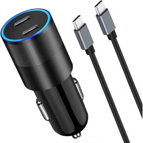 Fast USB C Car Adapter, Dual PD 3.0 Ports 20W Cigarette Lighter Charger for iPhone 15/Pro/Pro Max/Plus, iPad Pro 2022/Air 5/Mini 6, Google Pixel 8 Pro and Galaxy Phone+3.3ft Type C Cable Cord