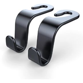 Car Headrest Hook,Stylish Seat Hook Hangers Storage Organizer Interior Accessories for Your Purse,Grocery Bags,Handbag,Clothes Coats,Umbrellas,4 Pack (Black)