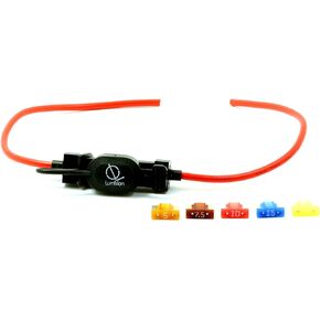 16 AWG Low Profile Mini Blade Style ATT Fuse Holder Car/Boat + 5, 7.5, 10, 15, 20A Fuse Set