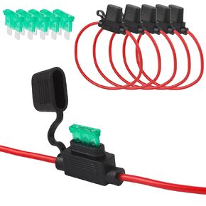 Waterproof Inline Fuse Holder 10AWG Wire 5 Pack - Easy to Use, in-Line Fuse for Standard Car Fuse 30A/35A/40A ATC/ATO Blade Fuse