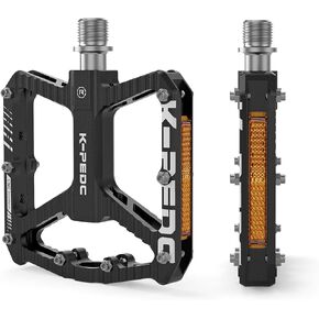 Mountain Bike Pedals MTB Pedals,Bicycle Pedals with Reflectors,Aluminum 9/16" 3 Sealed Bearing Lightweight Platform for Mountain Bike, BMX, Road Bike Pedals