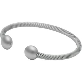 QRAY Silver Deluxe Surgical Steel Golf Athletic Bracelet Men Women C-Shaped Health Wellness Bracelet