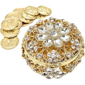 عملات الوحدة للزفاف من CB Accessories - Arras de Boda - صندوق زهور على شكل دائري مع بلورات حجر الراين المزخرفة 16 (ذهبي) in Kuwait