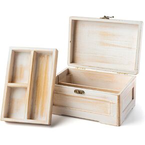Wooden Stash Box with Rolling Tray Stash Box Combo to Organise your Herbs and Accessories - Rolling Kit with Removable divider - Large stash box and Jewelry box (Bamboo)