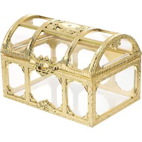 NUOBESTY Treasure Chest Pirate Keepsake Jewelry Box Small Transparent Vintage Decorative Metal Box for Kids Birthday Pirate Party Favors