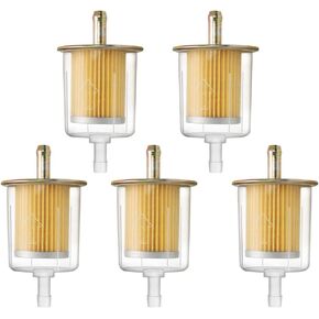 Motoparty 3/8" Universal Fuel Filters for Industrial Tractors Cars Trucks Motorcycles RVs Gas Powered Engine Inline Gas Fuel Line Transparent Plastic Shell Easy to Install (5 Pack)
