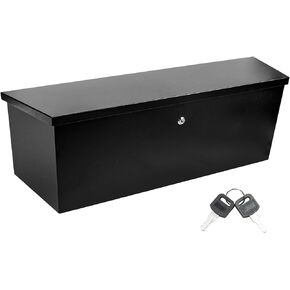 26" x 12" x 11.9" Trailer Tongue Tool Box Heavy Duty Steel Trailer Toolbox Organizer Truck Underbody Box with Latch & Keys Compatible with Pick Up Truck Bed RV Trailer ATV Black