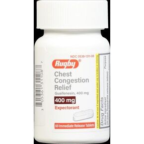 Rugby Chest Congestion Relief Guaifenesin 400 mg Expectorant - 60 Immediate Release Tablets