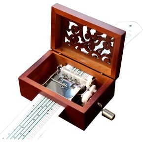 Youtang Vintage Carved Wood 30 Note Mechanism Musical Box Handcrank Music Box Gift