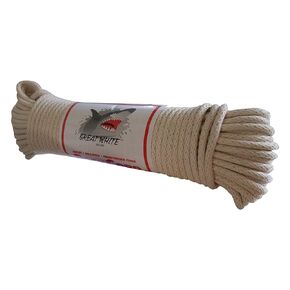 GREAT WHITE Sash Cord #8 100ft. Hank Natural White, 1/4" x 100', Made in USA, Cotton, Tie Down, Camping, Rigging, Crafts, Theatre, Window Replacement, Entertainment Grade, Rope,DIY & Home Improvement