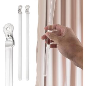 Amazing Drapery Hardware Clear Acrylic Drapery Wand with Plastic Adapter, 48-Inches, 2 Pack - Invisible & Sturdy Curtain Pull Rod, UV-Resistant