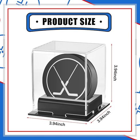 2 Pcs Hockey Puck Display Case Ice Acrylic Hockey Puck Holder for Collection Memorabilia Base Puck Display Decoration in Saudi Arabia