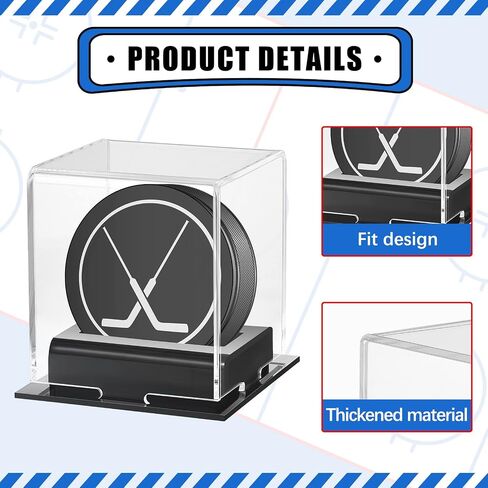 2 Pcs Hockey Puck Display Case Ice Acrylic Hockey Puck Holder for Collection Memorabilia Base Puck Display Decoration in Saudi Arabia