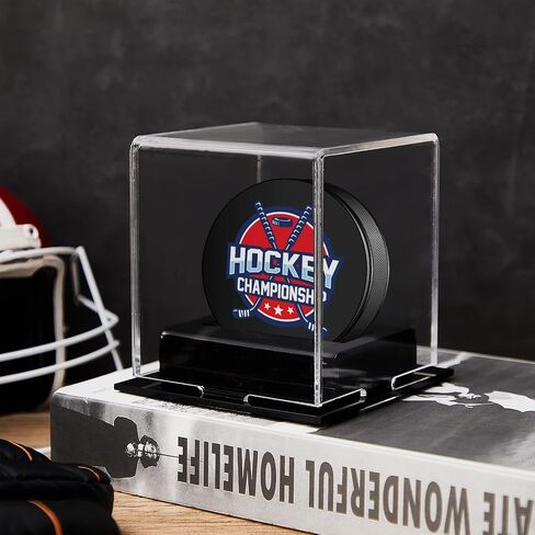 2 Pcs Hockey Puck Display Case Ice Acrylic Hockey Puck Holder for Collection Memorabilia Base Puck Display Decoration in Saudi Arabia