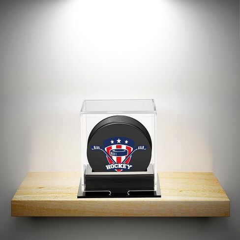 2 Pcs Hockey Puck Display Case Ice Acrylic Hockey Puck Holder for Collection Memorabilia Base Puck Display Decoration in Saudi Arabia
