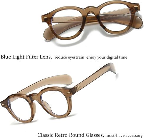 Round Blue Light Blocking Glasses for Men Women Retro Circle Computer Glasses Fashion Thick Frame Eyeglasses in Saudi Arabia