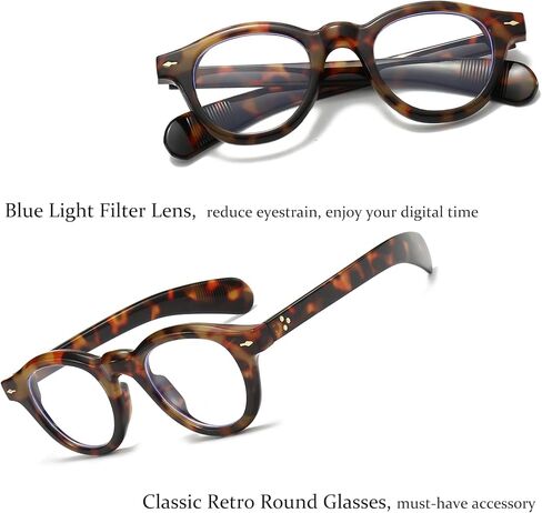 نظارات مستديرة لحجب الضوء الأزرق للرجال والنساء، نظارات كمبيوتر بدائرة كلاسيكية، نظارات عصرية بإطار سميك in Kuwait