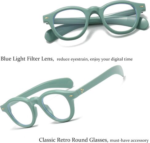 Round Blue Light Blocking Glasses for Men Women Retro Circle Computer Glasses Fashion Thick Frame Eyeglasses in Saudi Arabia