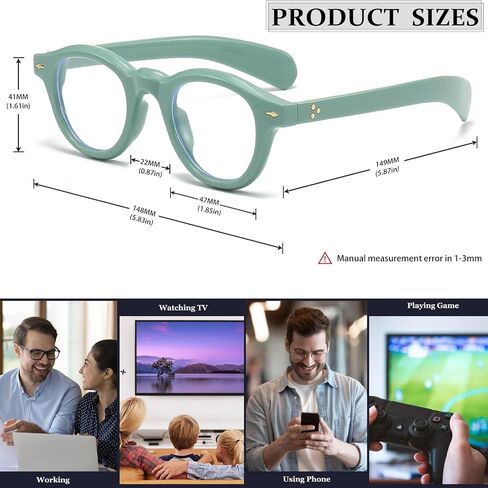 Round Blue Light Blocking Glasses for Men Women Retro Circle Computer Glasses Fashion Thick Frame Eyeglasses in Saudi Arabia