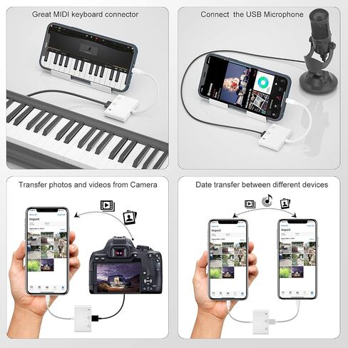 محول كاميرا USB لهاتف iPhone، محول USB OTG 3 في 1 iPhone مزدوج مع منفذ شحن مزامنة البيانات - متوافق مع iPhone 14/13/12/11/X/XS/XR/8/7، يدعم أحدث iOS 16 in Saudi Arabia